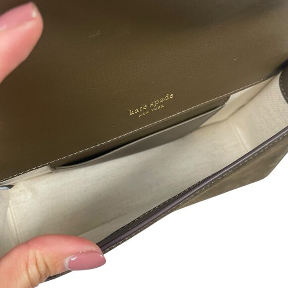 Kate Spade Deco Suede Mini Crossbody Bag Shoulder Bag Burnt Sage Green - Picture 12 of 14